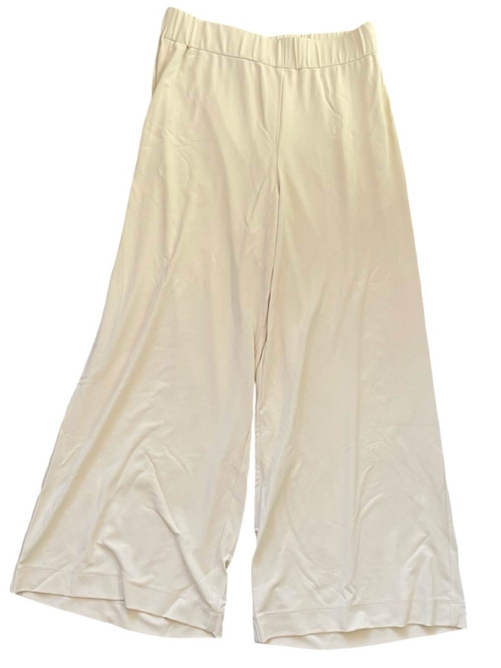Lafayette 148 Cream Wide Leg Pants Pull On Stretch Viscose M